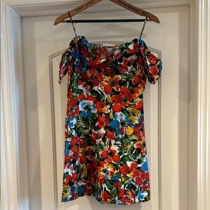 LUSH Floral Print Off-Shoulder, Tie Front Dress Size Medium